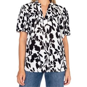 Liz Claiborne Collection Women’s Black White Floral Blouse Top Size XXL NTW